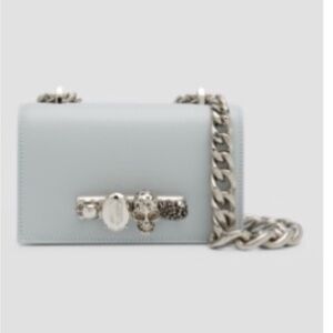 Alexander McQueen Silver Chain Crossbody bag is bone color . Very light gray